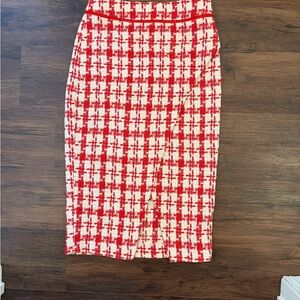 Pomander Place Red and White Pencil Skirt